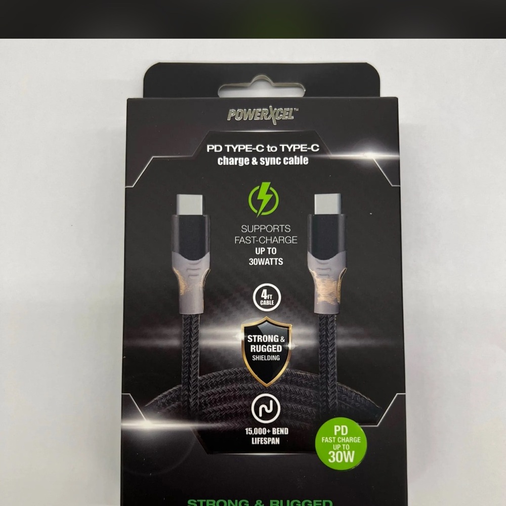 TYPE-C To TYPE-C PowerXcel Strong & Rugged Fast Charging, Data Sync Cable 4ft